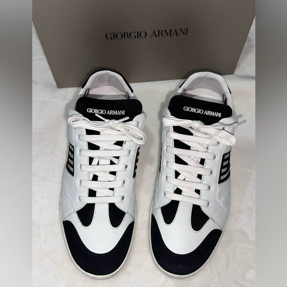 Giorgio Armani White and Black lace up Sneakers